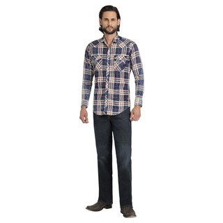 Foto 4 | Camisa Vaquera Wrangler Hombre Retro Slim Manga Larga 529 Azul