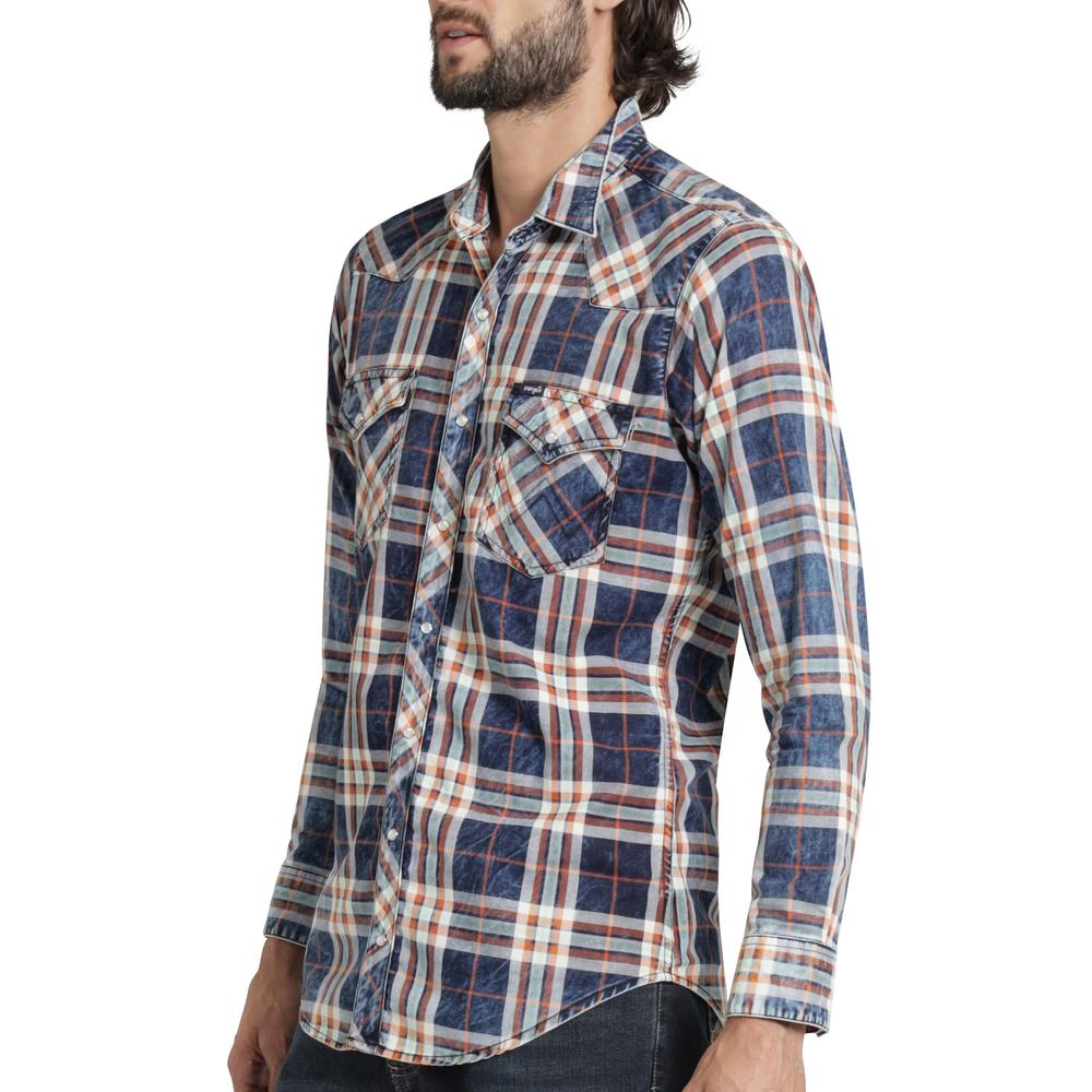 Foto 6 pulgar | Camisa Vaquera Wrangler Hombre Retro Slim Manga Larga 529 Azul