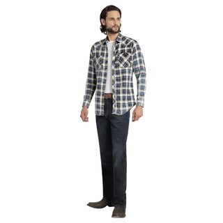 Foto 4 | Camisa Vaquera Wrangler Hombre Retro Slim Manga Larga 532 Azul