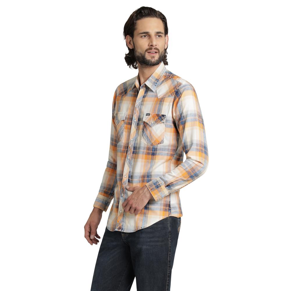 Foto 3 pulgar | Camisa Vaquera Wrangler Hombre Retro Slim Manga Larga 531 Naranja