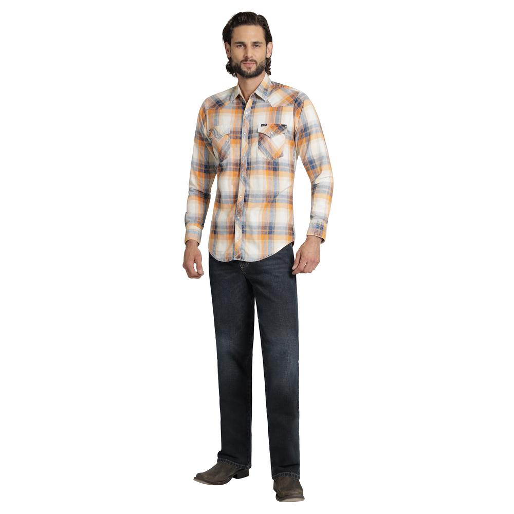 Foto 5 pulgar | Camisa Vaquera Wrangler Hombre Retro Slim Manga Larga 531 Naranja