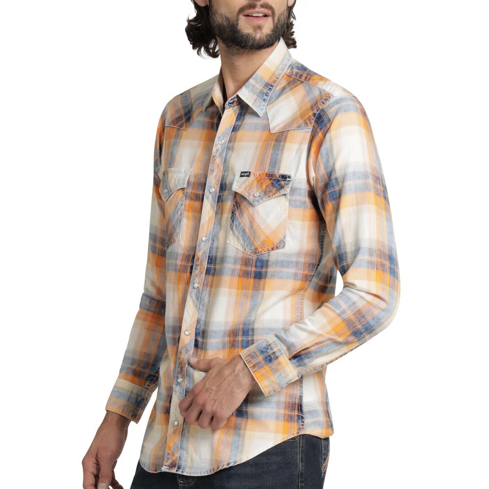 Foto 6 pulgar | Camisa Vaquera Wrangler Hombre Retro Slim Manga Larga 531 Naranja