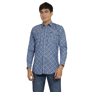 Foto 1 | Camisa Vaquera Wrangler Hombre Retro Slim Manga Larga 509 Azul Marino