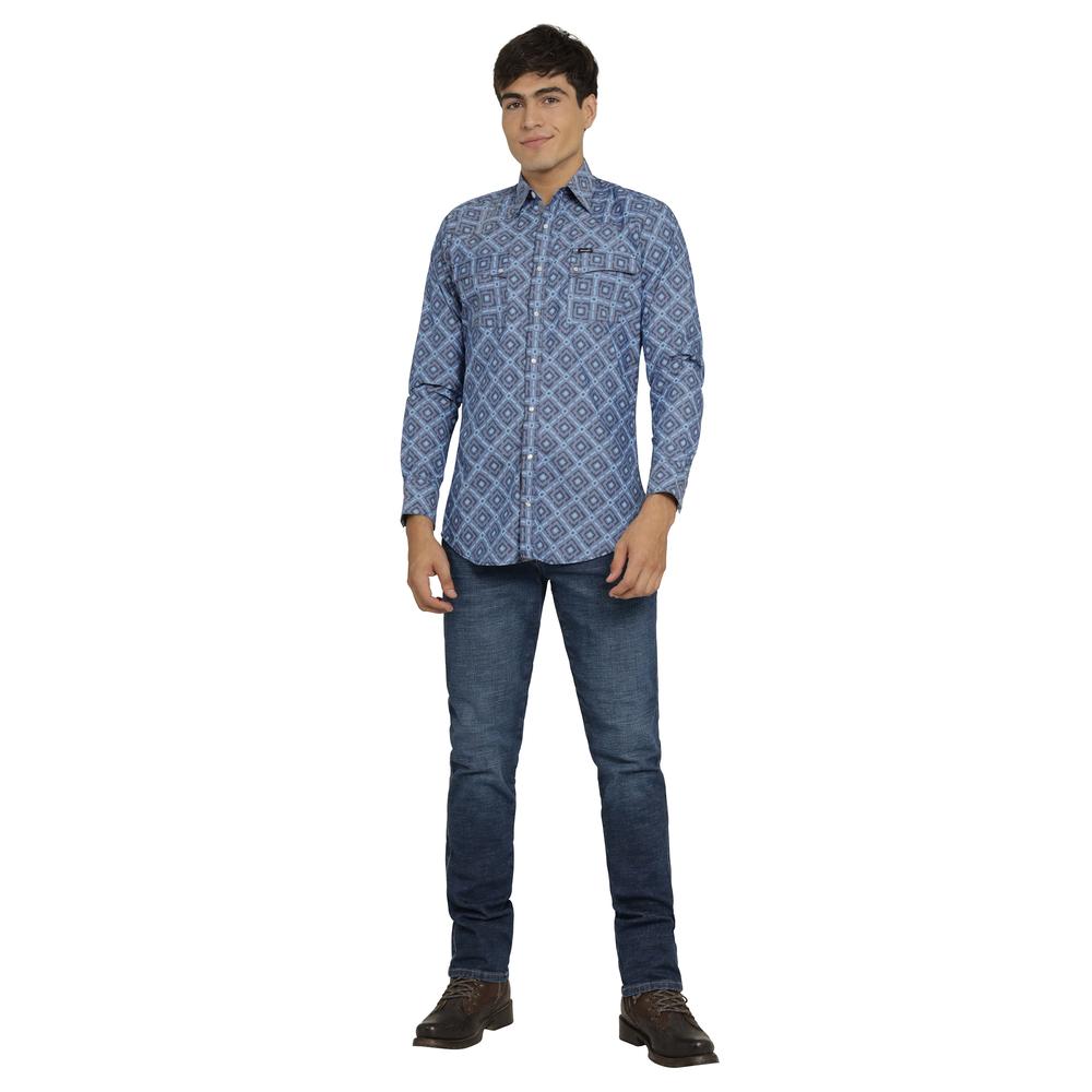 Foto 5 pulgar | Camisa Vaquera Wrangler Hombre Retro Slim Manga Larga 509 Azul Marino