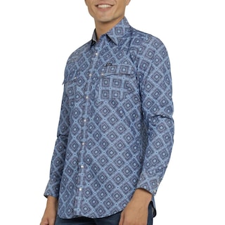 Foto 5 | Camisa Vaquera Wrangler Hombre Retro Slim Manga Larga 509 Azul Marino