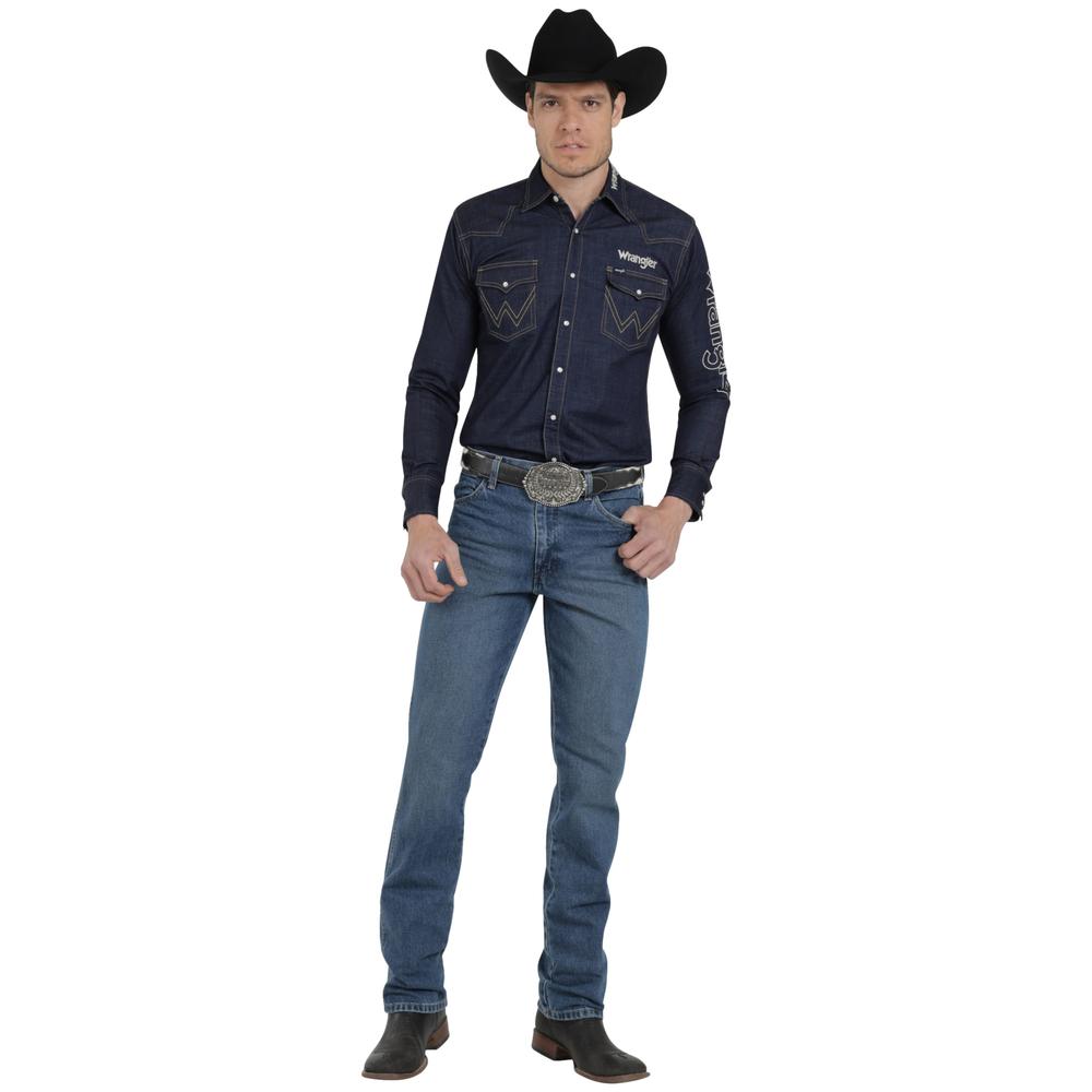 Foto 5 pulgar | Camisa Vaquera Wrangler Hombre Denim Regular Manga Larga 913 Azul