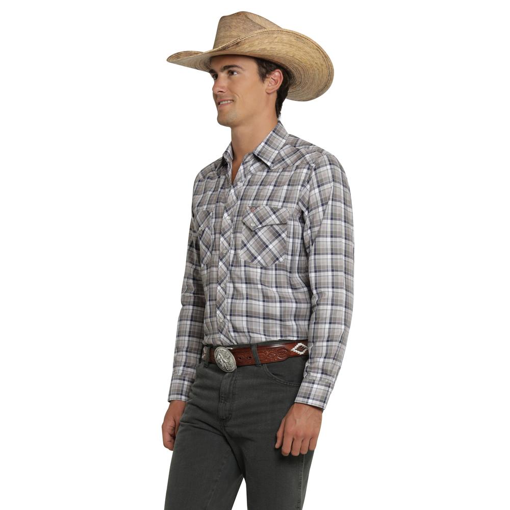 Foto 3 pulgar | Camisa Vaquera Wrangler Hombre Western Fashion Slim Manga Larga 928 Gris