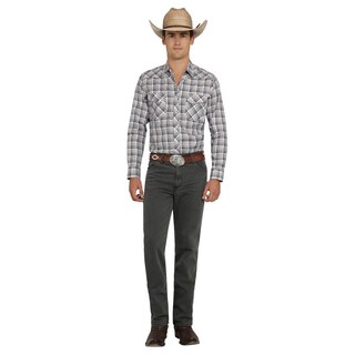 Foto 4 | Camisa Vaquera Wrangler Hombre Western Fashion Slim Manga Larga 928 Gris