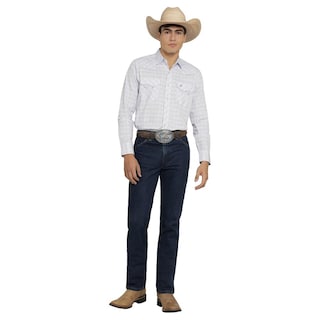 Foto 4 | Camisa Vaquera Wrangler Hombre Western Fashion Slim Manga Larga 472 Azul