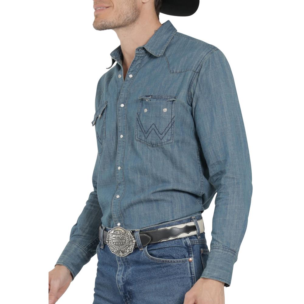 Foto 6 pulgar | Camisa Vaquera Wrangler Hombre Denim Regular Manga Larga 915 Azul