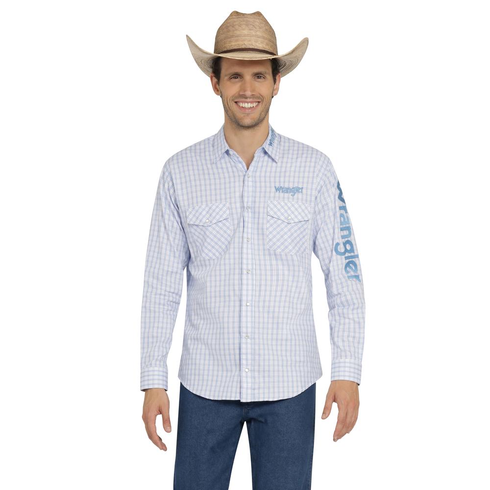 Foto 2 pulgar | Camisa Vaquera Wrangler Hombre Logos Regular Manga Larga 906 Azul