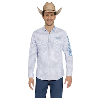 Foto 1 | Camisa Vaquera Wrangler Hombre Logos Regular Manga Larga 906 Azul