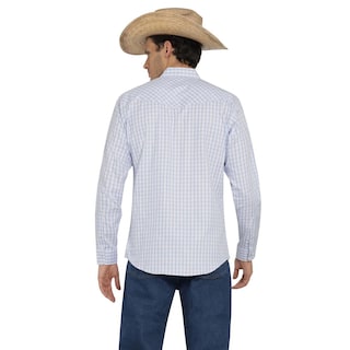 Foto 3 | Camisa Vaquera Wrangler Hombre Logos Regular Manga Larga 906 Azul