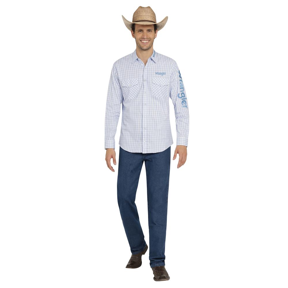 Foto 5 pulgar | Camisa Vaquera Wrangler Hombre Logos Regular Manga Larga 906 Azul