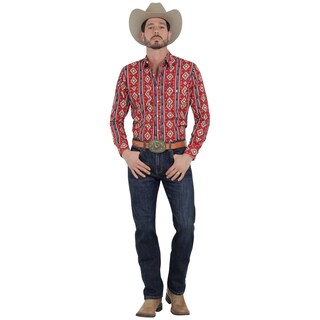 Foto 4 | Camisa Vaquera Wrangler Hombre Checotah Regular Manga Larga 992 Rojo