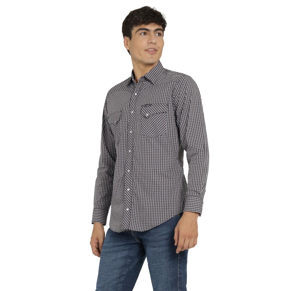Foto 2 | Camisa Vaquera Wrangler Hombre Retro Slim Manga Larga 489 Cafe