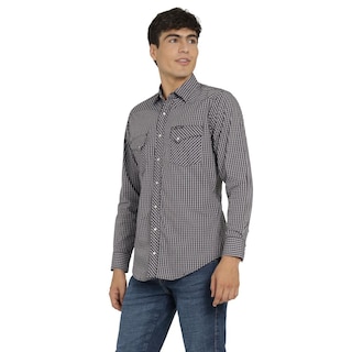 Foto 2 | Camisa Vaquera Wrangler Hombre Retro Slim Manga Larga 489 Cafe