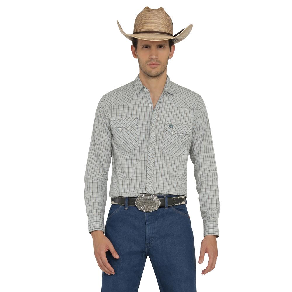 Foto 2 pulgar | Camisa Vaquera Wrangler Hombre Western Fashion Slim Manga Larga 947 Azul