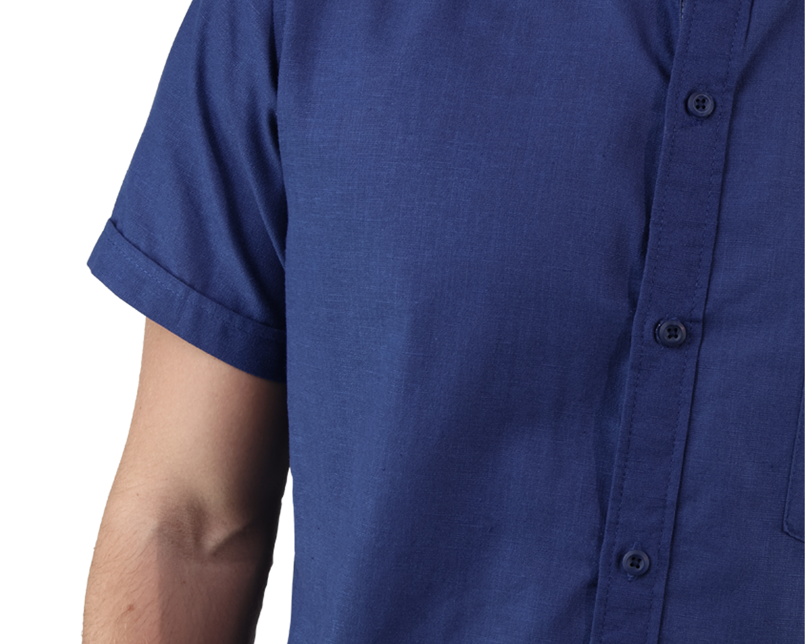 Foto 7 pulgar | Camisa Look De Lino Rams Cottons Manga Corta Azul Marino Slim Fit Para Hombre
