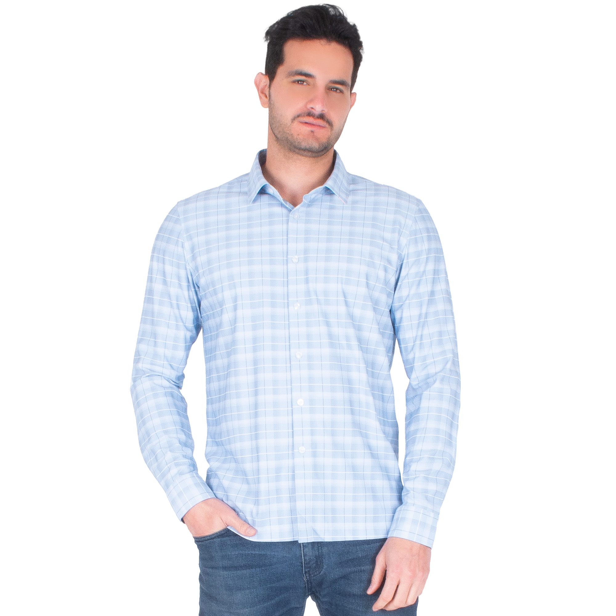 Foto 2 pulgar | Generra | Camisa Casual A Cuadros, Manga Larga Para Hombre