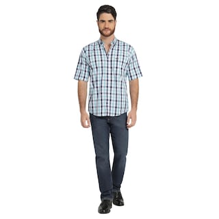 Foto 4 | Camisa Lee Hombre Classic Regular Manga Corta 758 Azul