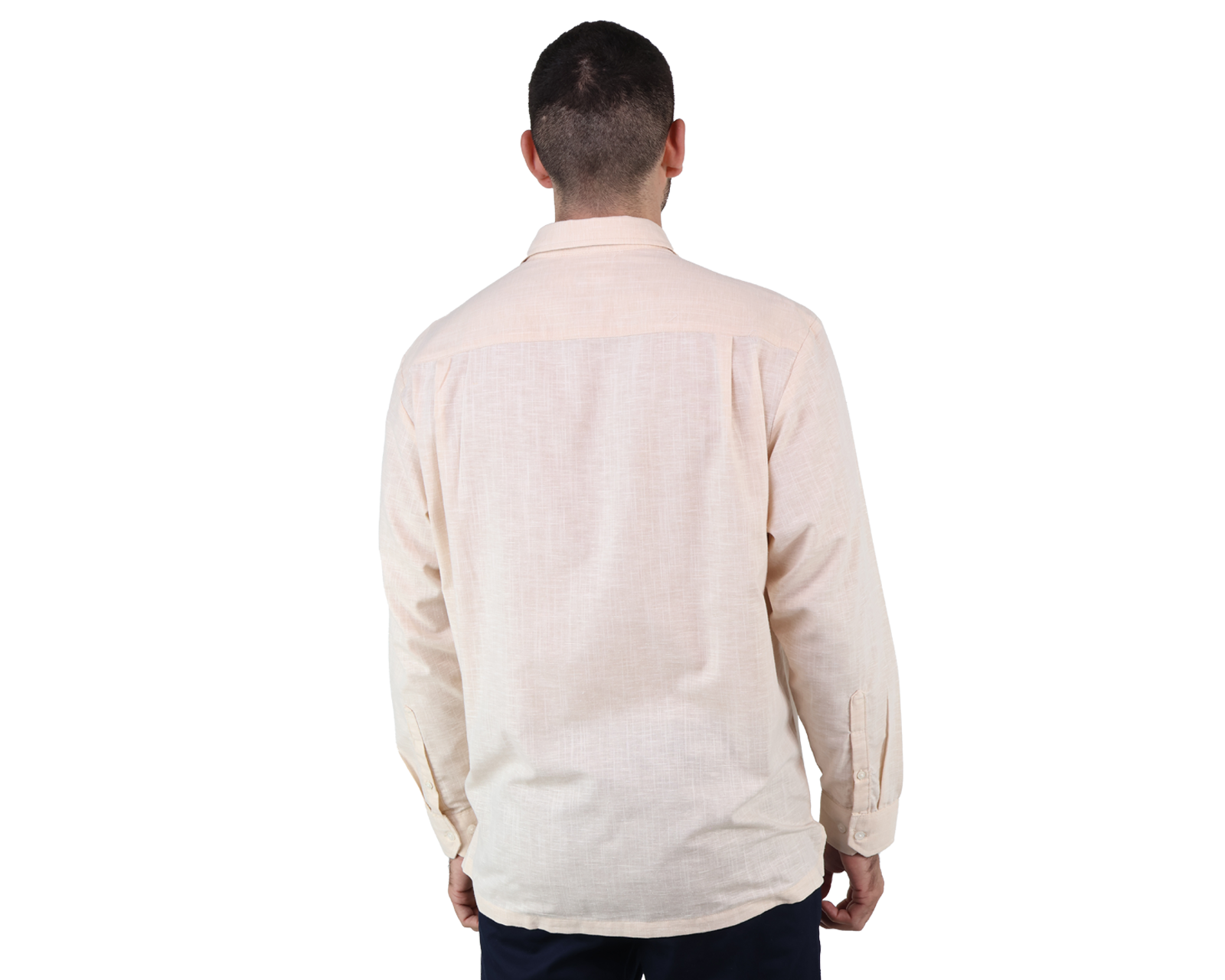 Foto 2 | Guayabera Caqui Manga Larga Marca Rams Cottons Alforzada Textura Lino Slim Fit  Para Hombre