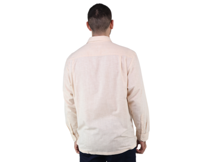 Foto 2 | Guayabera Caqui Manga Larga Marca Rams Cottons Alforzada Textura Lino Slim Fit Para Hombre