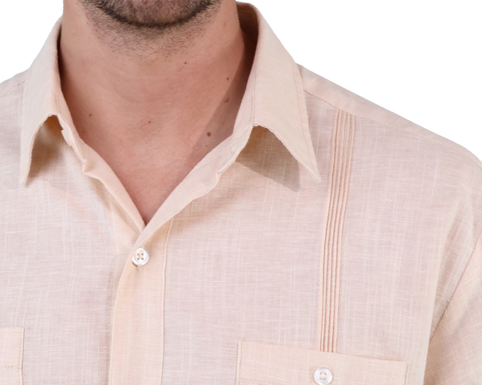 Foto 5 pulgar | Guayabera Caqui Manga Larga Marca Rams Cottons Alforzada Textura Lino Slim Fit  Para Hombre
