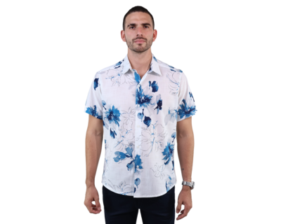 Foto 1 | Camisa Estampado Floral Marca Rams Cottons Manga Corta De Algodón Para Hombre