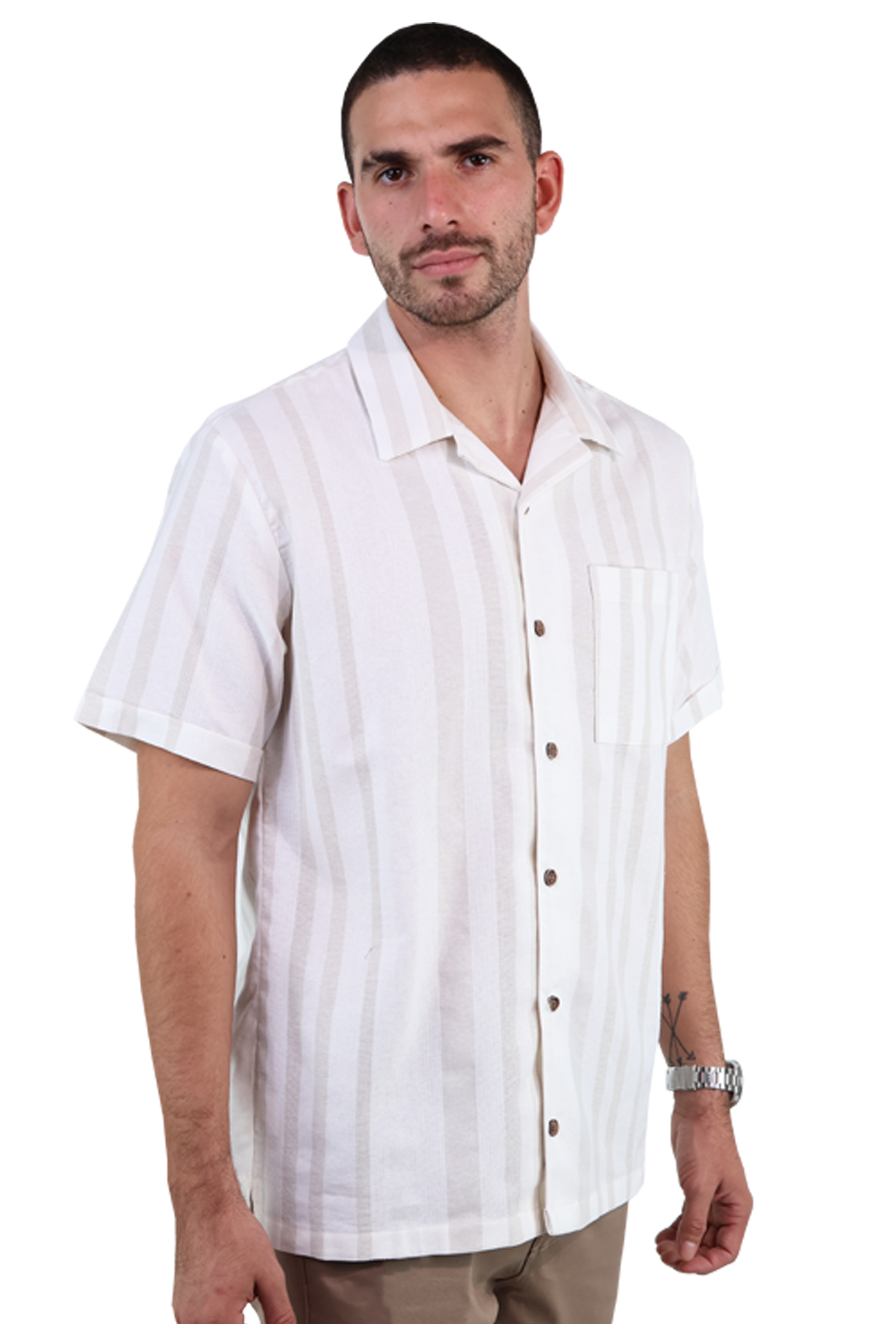 Foto 5 | Camisa De Algodón Rams Cottons Manga Corta Estilo Resort Estampado Arena Para Caballero