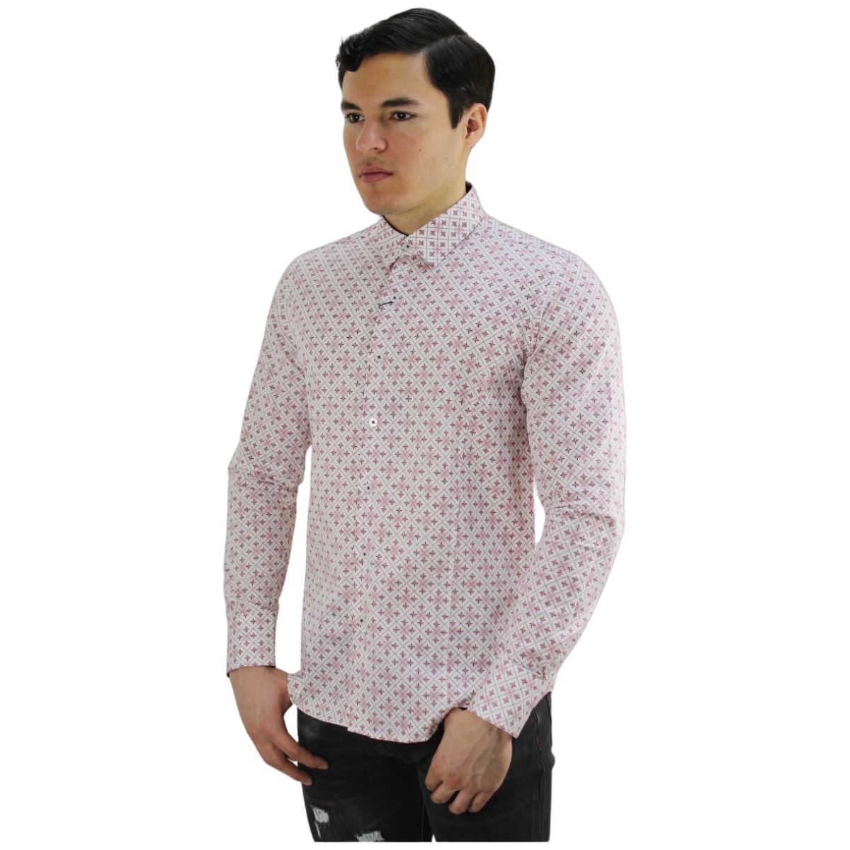 Foto 2 pulgar | Camisa Barabas 2b355 Blanco Rojo Para Hombre