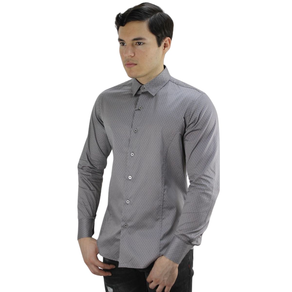 Foto 2 pulgar | Camisa Barabas 2b354 Gris Negro Para Hombre
