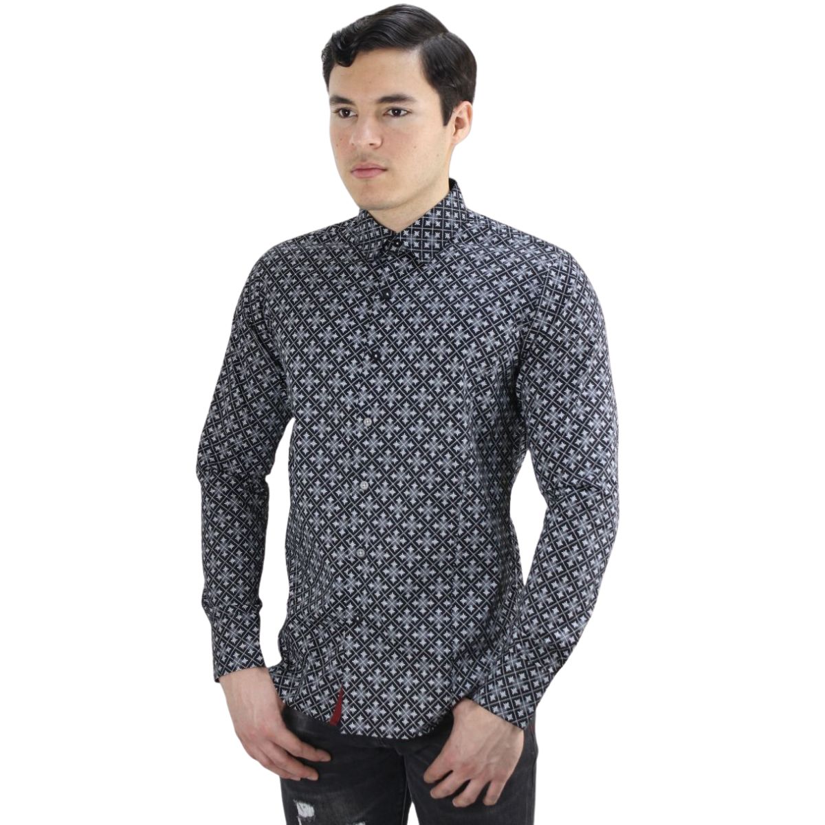 Foto 2 pulgar | Camisa Barabas 2b355 Negra Blanca Para Hombre