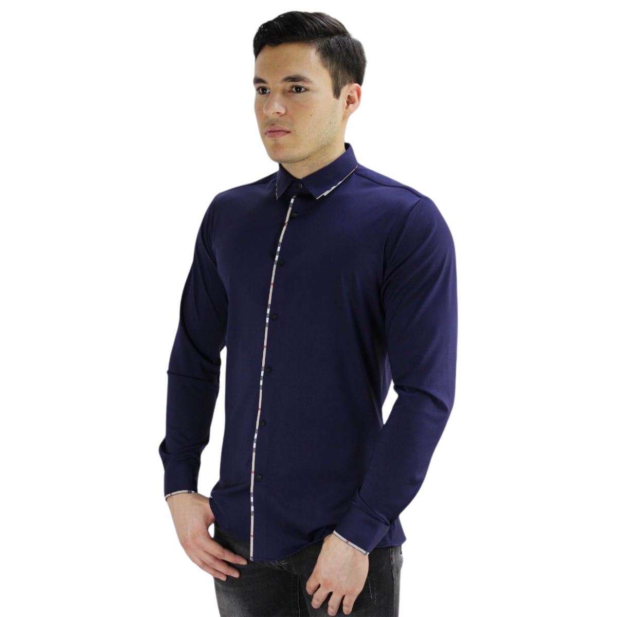 Foto 2 pulgar | Camisa Barabas 2b404 Azul Marino Para Hombre