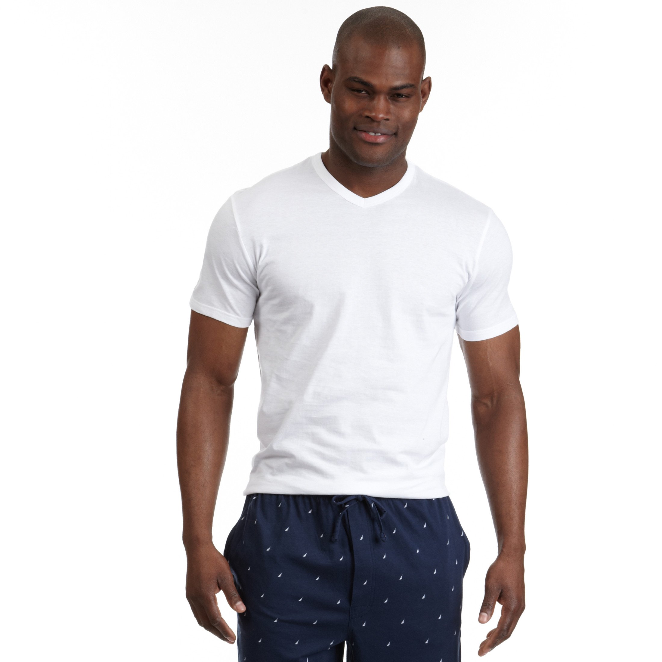 Foto 2 pulgar | Camiseta Nautica De Algodón Con Cuello En V Para Hombre, Paquete De 3, Color Blanco, Talla M - Venta Internacional.