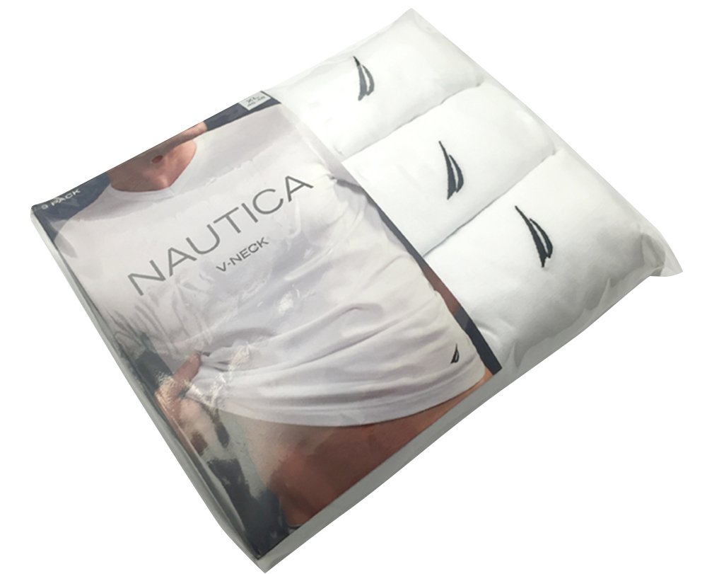 Foto 5 pulgar | Camiseta Nautica De Algodón Con Cuello En V Para Hombre, Paquete De 3, Color Blanco, Talla M - Venta Internacional.