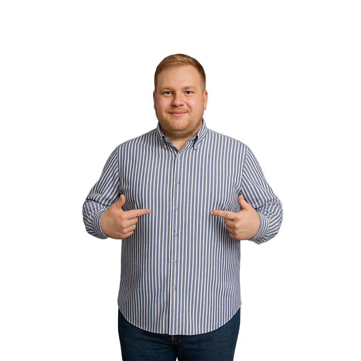 Foto 2 pulgar | Camisa Big Kong Blanca Rayas Grises Hombre Grande Formal
