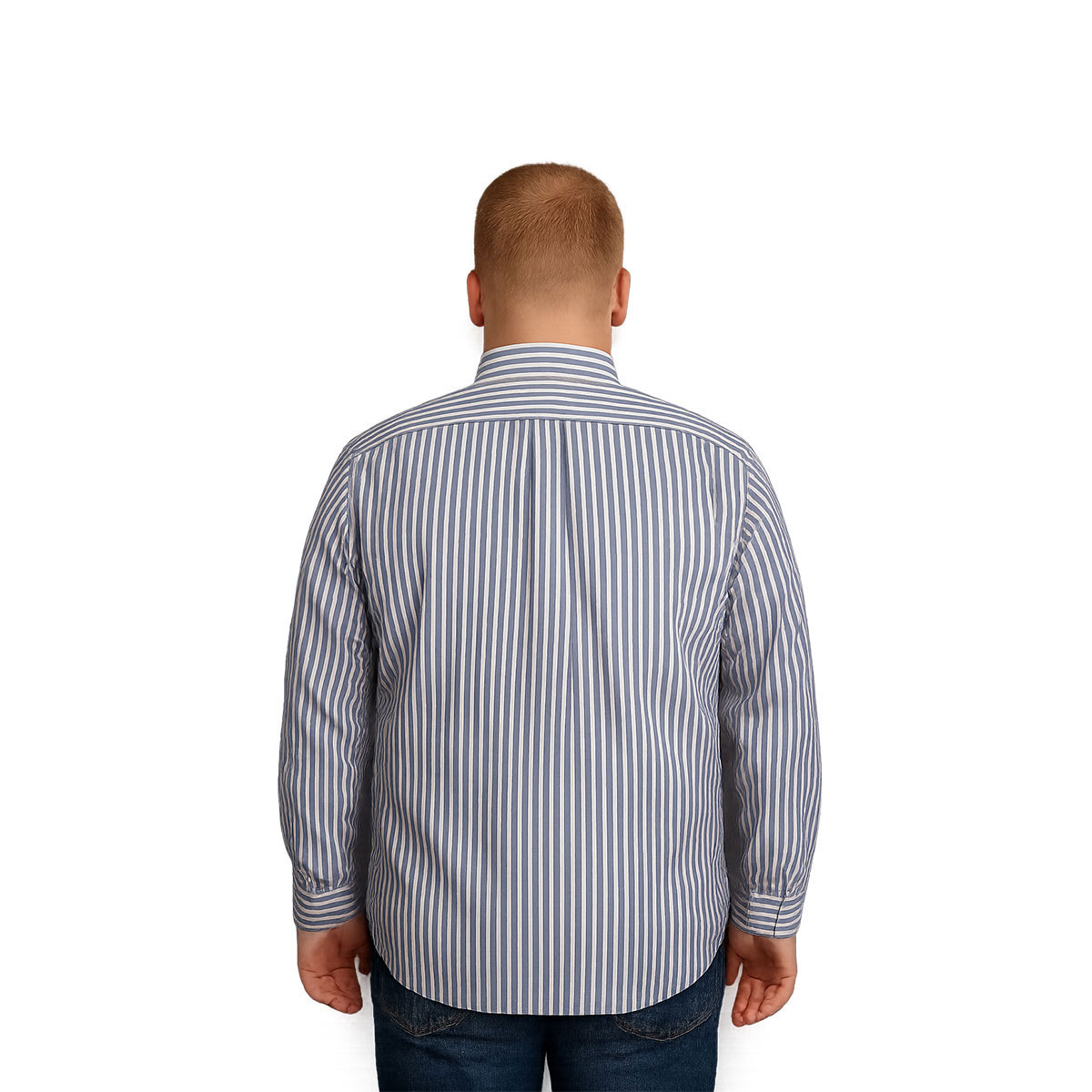 Foto 3 pulgar | Camisa Big Kong Blanca Rayas Grises Hombre Grande Formal