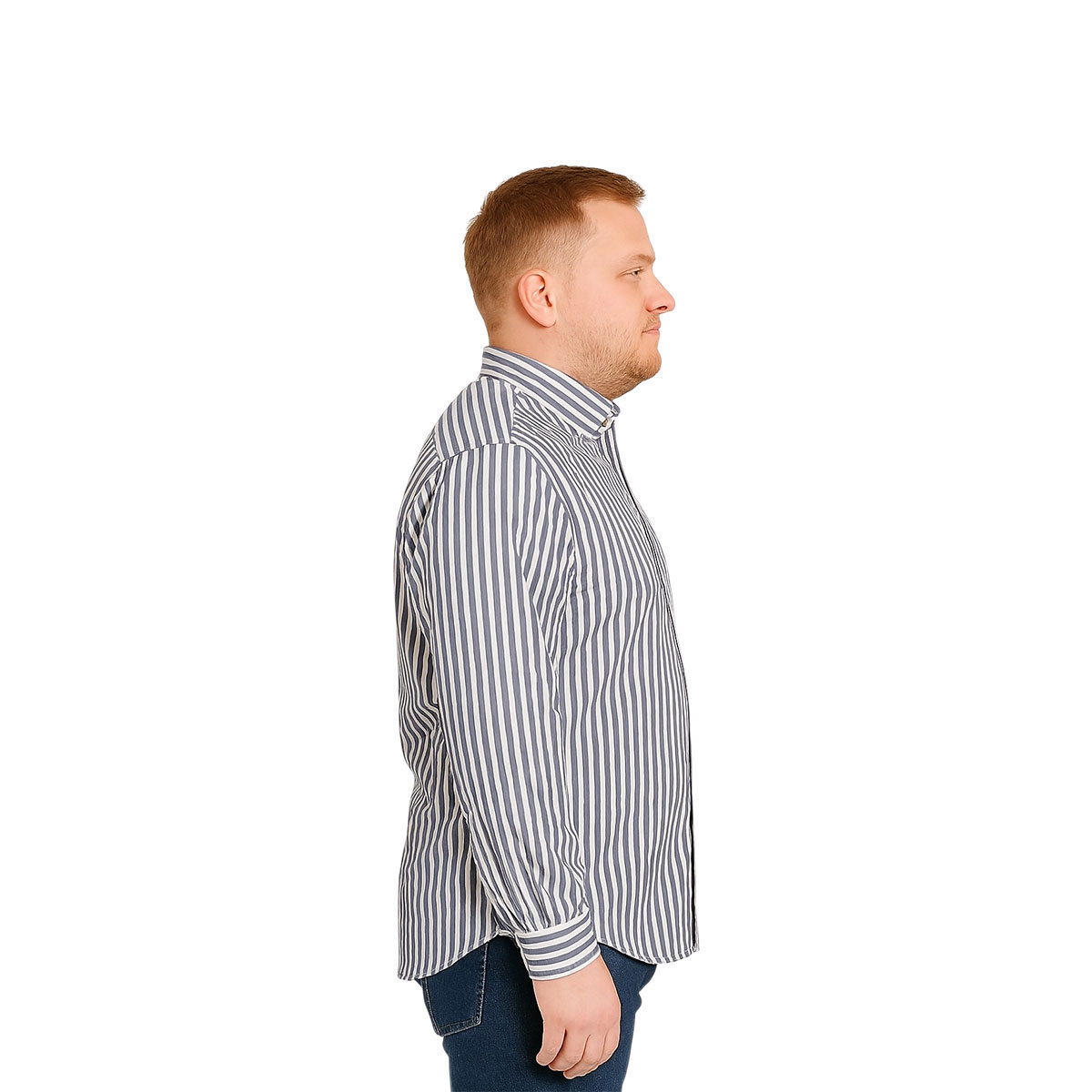 Foto 3 | Camisa Big Kong Blanca Rayas Grises Hombre Grande Formal