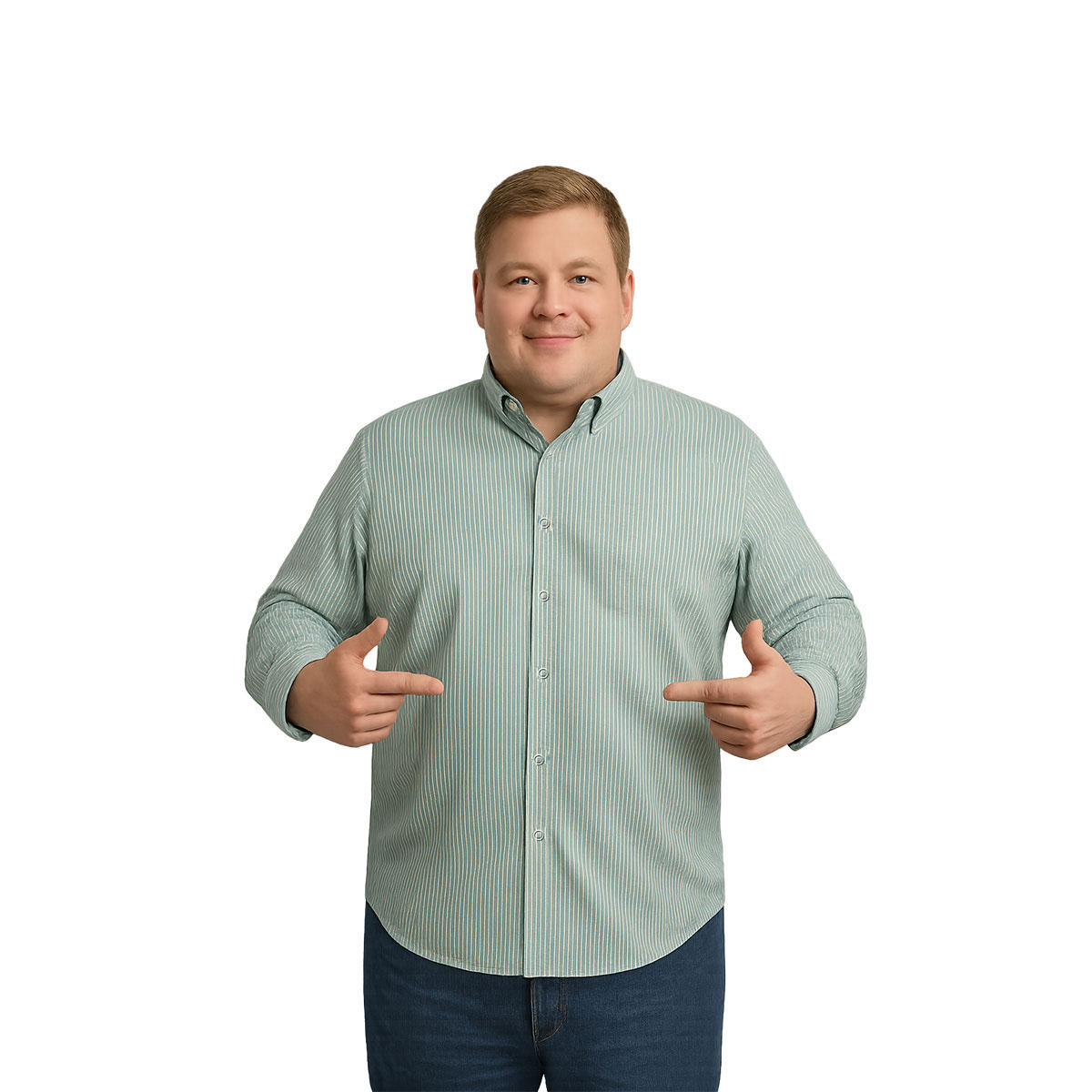 Foto 2 pulgar | Camisa Big Kong Blanca Rayas Verdes Hombre Grande Formal