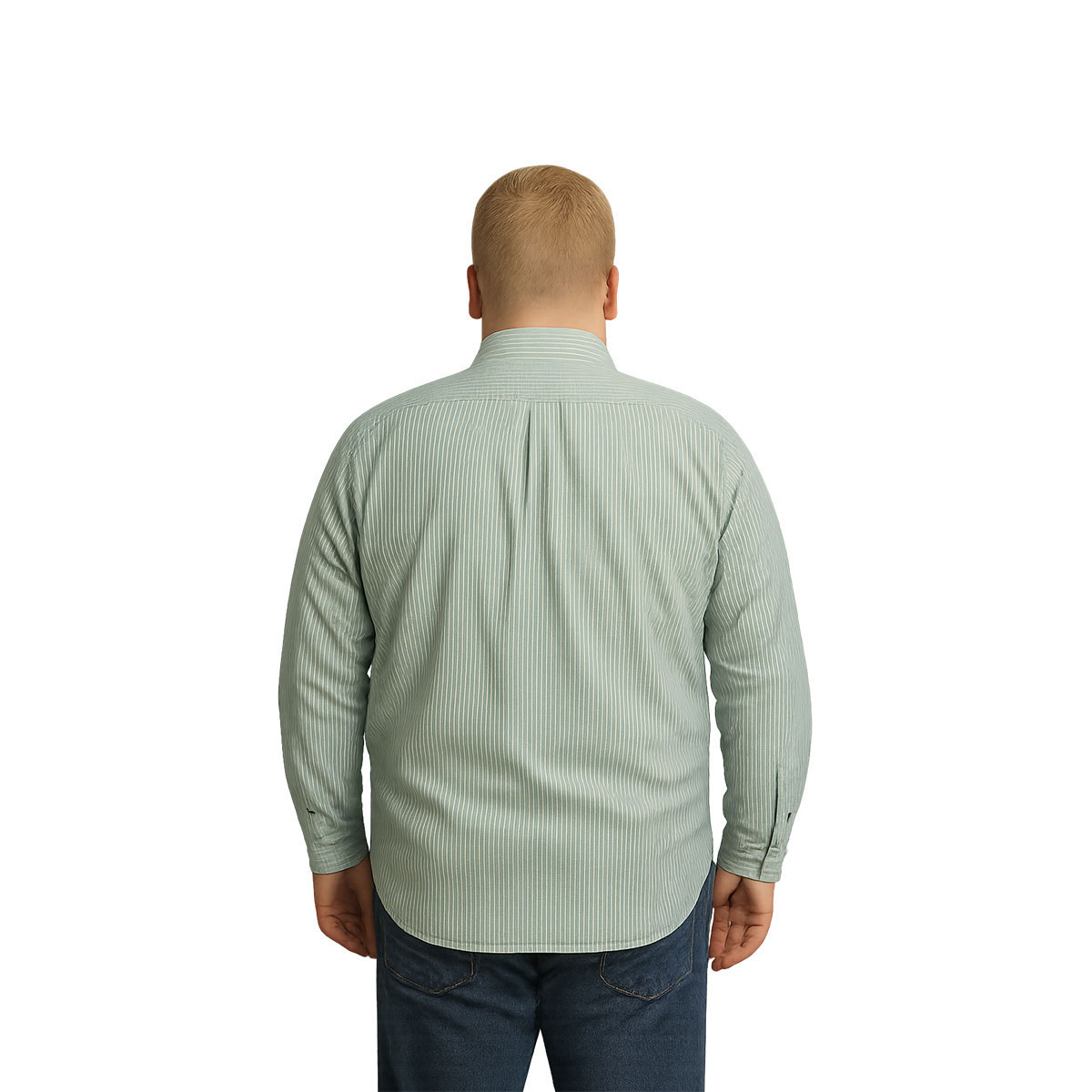 Foto 3 pulgar | Camisa Big Kong Blanca Rayas Verdes Hombre Grande Formal