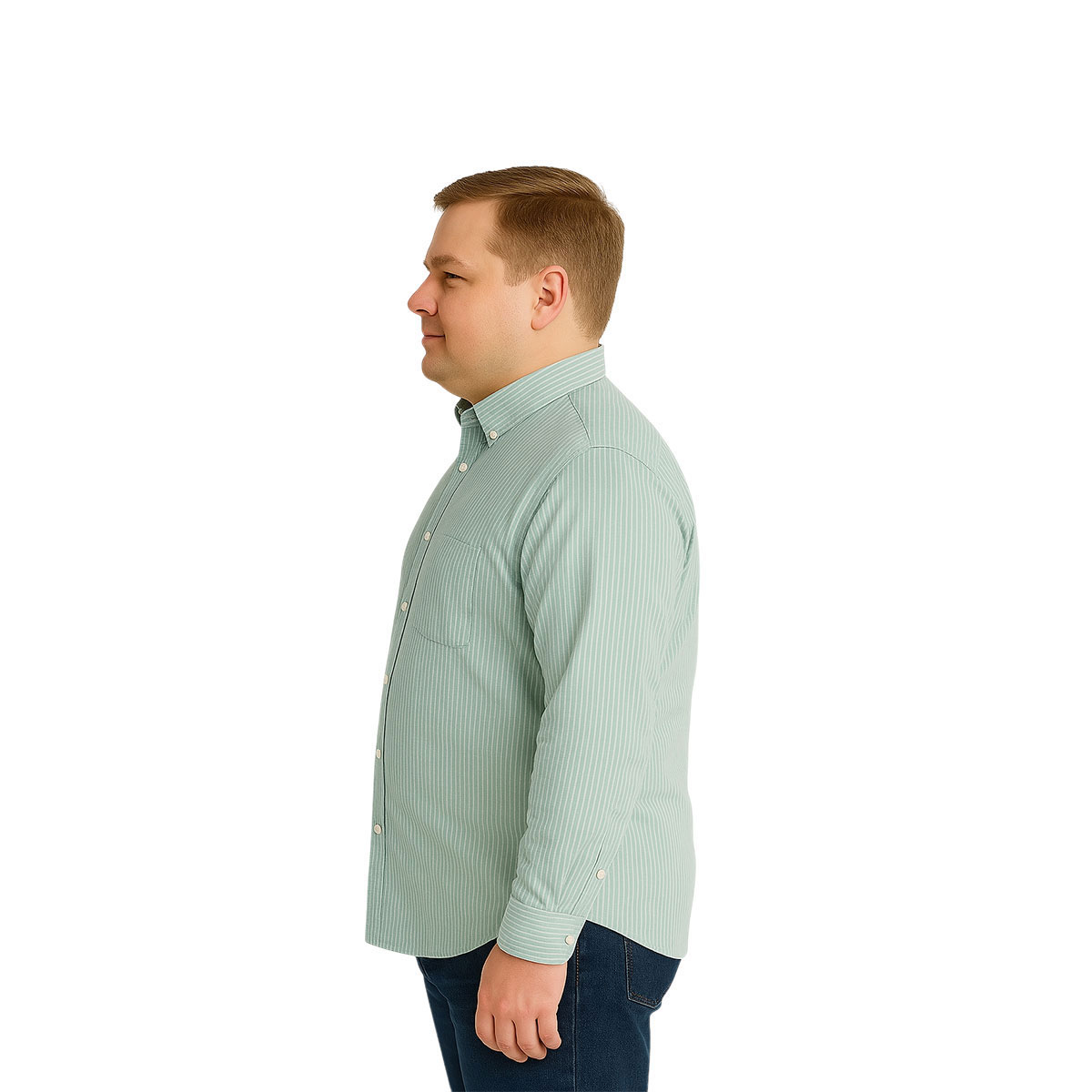 Foto 4 pulgar | Camisa Big Kong Blanca Rayas Verdes Hombre Grande Formal