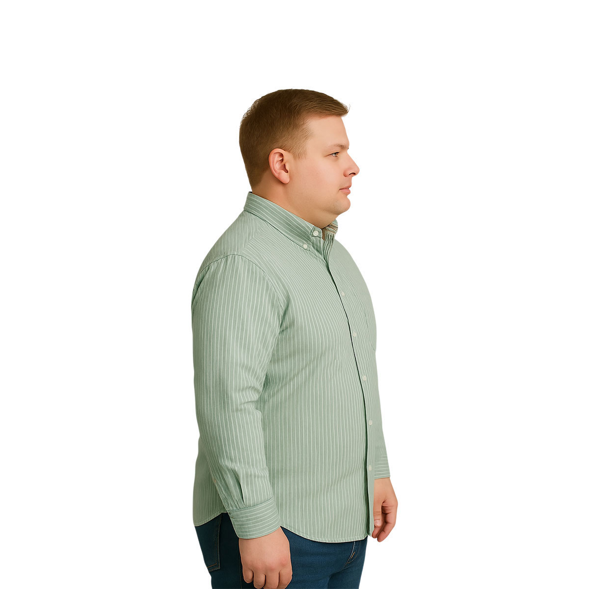 Foto 5 pulgar | Camisa Big Kong Blanca Rayas Verdes Hombre Grande Formal