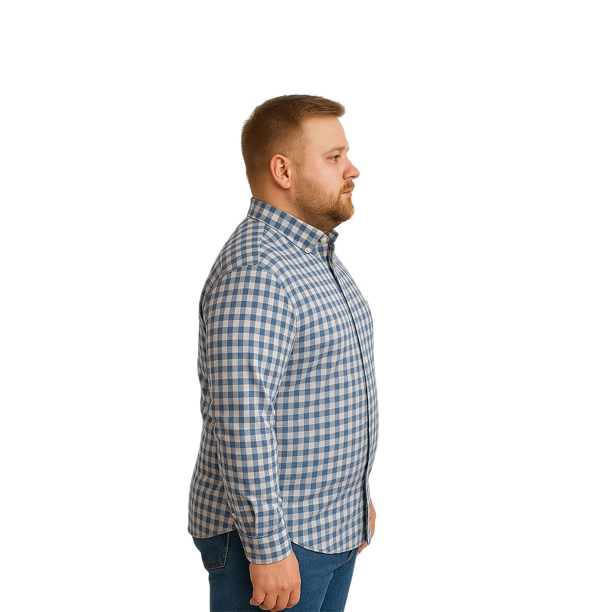 Foto 4 pulgar | Camisa Big Kong Cuadros Azul Marino Hombre Talla Grande