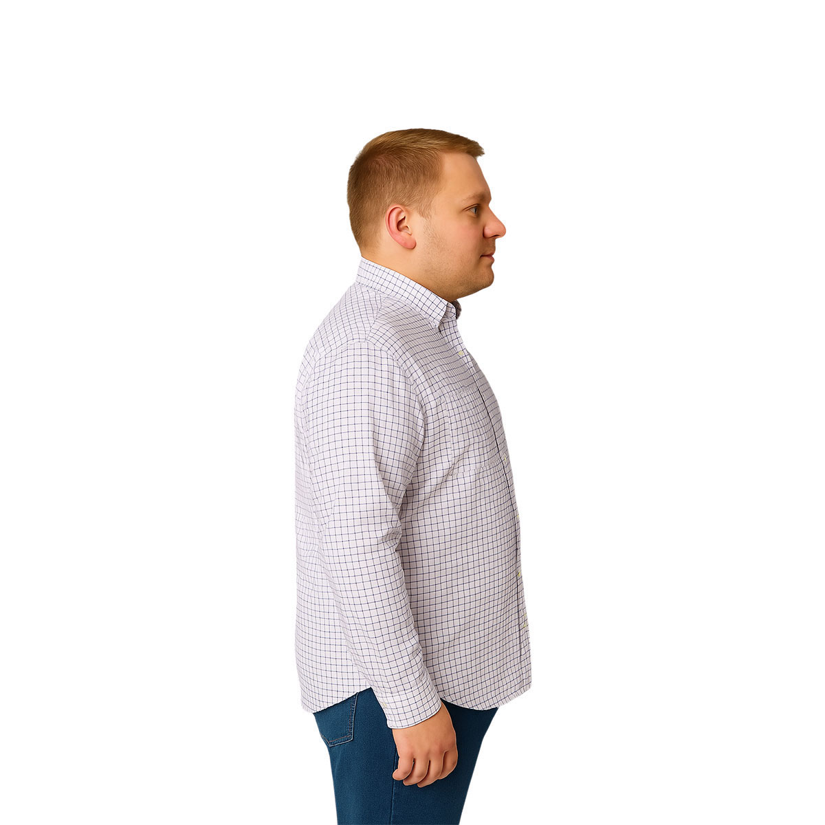 Foto 4 pulgar | Camisa Big Kong Blanca Cuadros Azul Rojo Hombre Grande