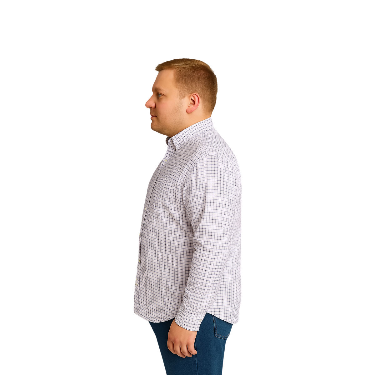 Foto 5 pulgar | Camisa Big Kong Blanca Cuadros Azul Rojo Hombre Grande