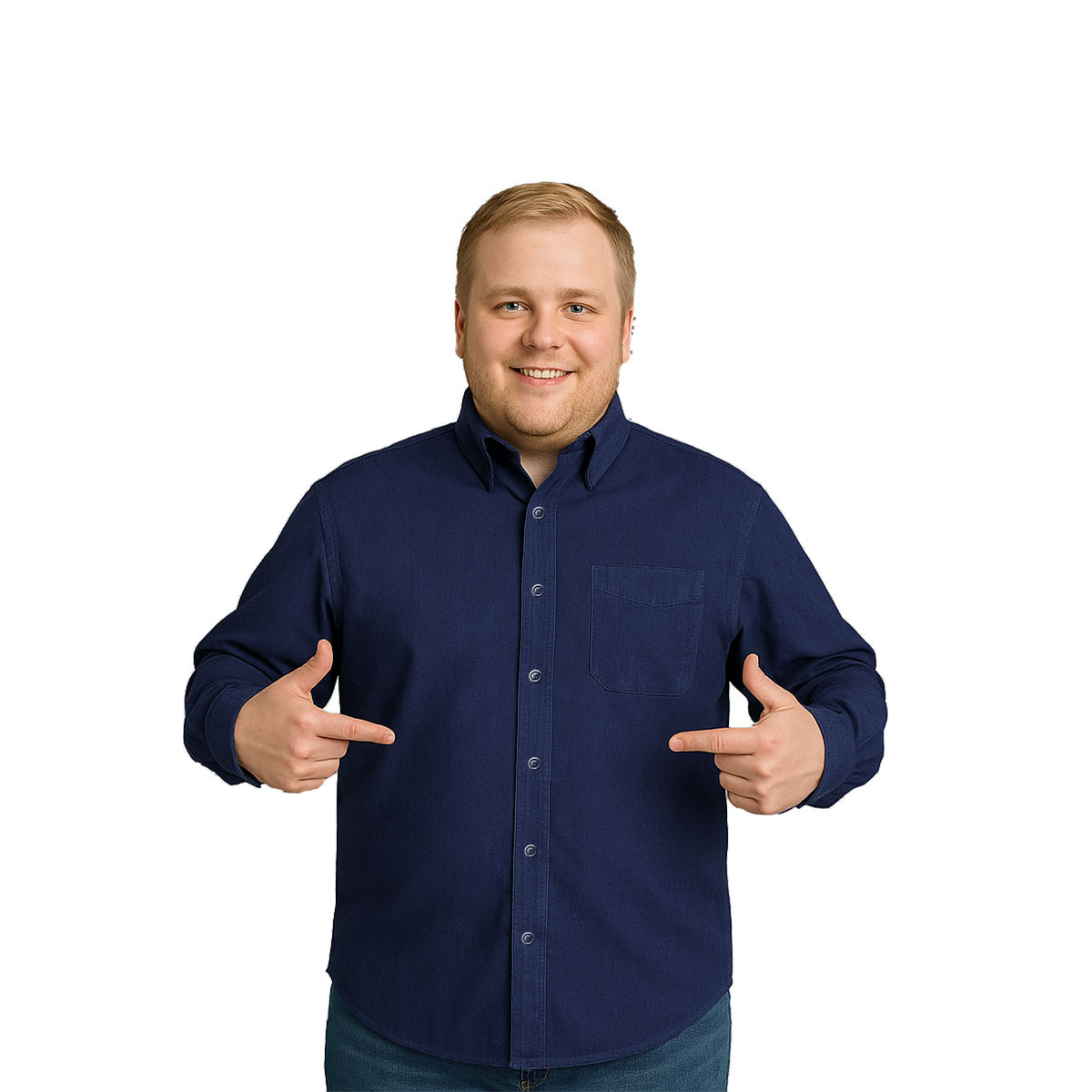Camisa Big Kong Marino Lisa Hombre Grande Formal Manga Larga