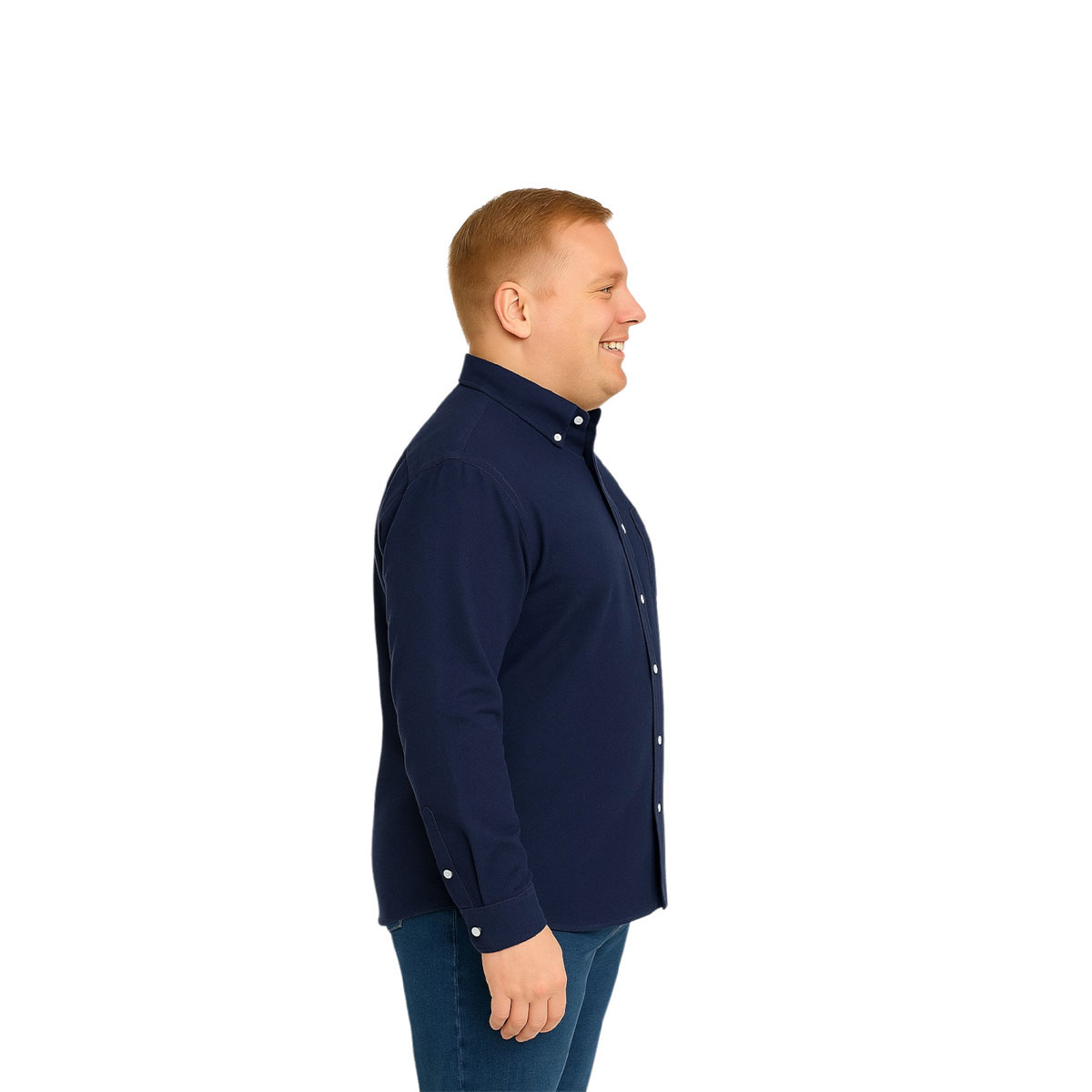 Foto 4 pulgar | Camisa Big Kong Marino Lisa Hombre Grande Formal Manga Larga