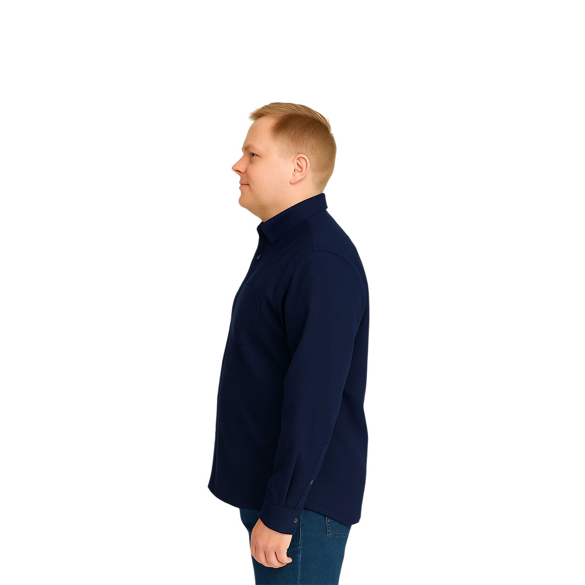 Foto 5 pulgar | Camisa Big Kong Marino Lisa Hombre Grande Formal Manga Larga