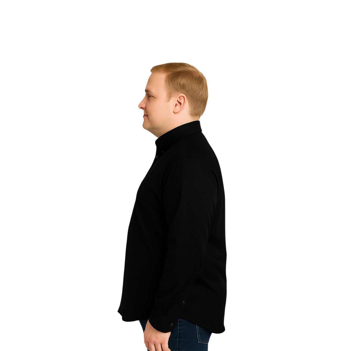 Foto 4 pulgar | Camisa Big Kong Negra Lisa Hombre Grande Formal Manga Larga